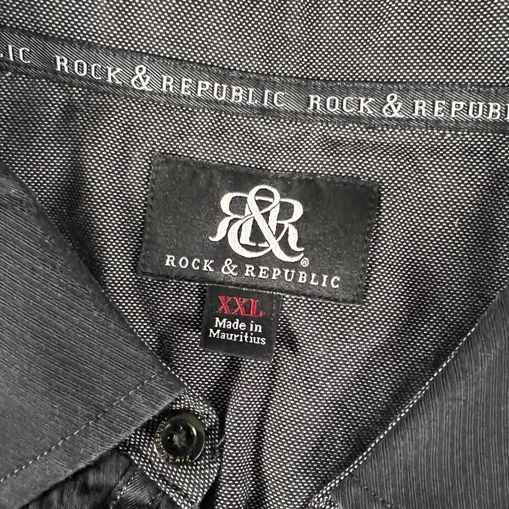 Rock & Republic Black Casual Button Down Shirt Men's XXL Long Sleeve